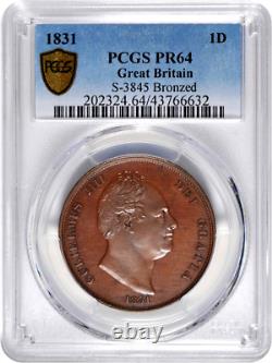 Grande-Bretagne 1831 William IV Penny en cuivre bronze preuve PCGS PR-64