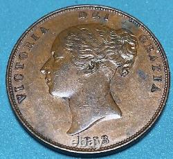 Grande-Bretagne 1858 Solide Double Date Penny, EF+