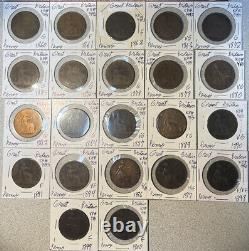 Grande-Bretagne 1860-1900 Lot de 22 pièces de 1 penny en bon état, de condition G à VF, avec Victoria.