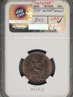 Grande-Bretagne 1866 1/2 Penny K-748.2 NGC MS62 BN