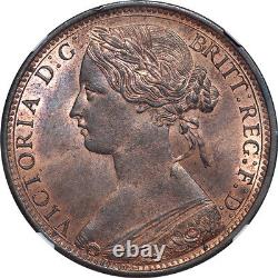 Grande-Bretagne 1870 Victoria Penny de bronze NGC MS-63 Rouge Brun DATE RARE