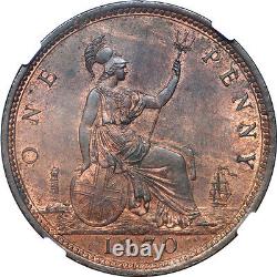 Grande-Bretagne 1870 Victoria Penny en bronze NGC MS-63 Rouge Marron DATE RARE