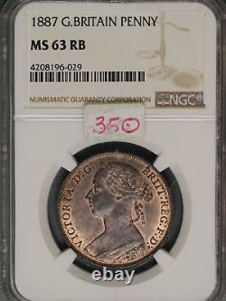 Grande-Bretagne 1887 Penny K-755 NGC MS63 RB