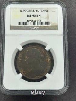 Grande-Bretagne 1889 1 Penny Ms63bn / Certifié Ngc / Ms63bn /