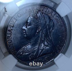 Grande-Bretagne 1900 Un Penny NGC MS 62 BN Belle Patine Violet Bleu sur la Pièce