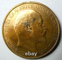 Grande-Bretagne 1906 Pièce de 1 penny d'EDWARDVS VII en qualité de frappe de monnaie, brillante et éclatante, non circulée.