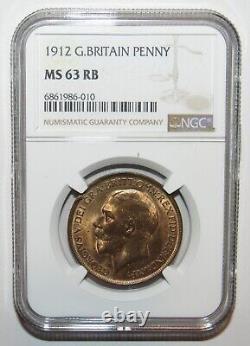 Grande-Bretagne 1912 1 Penny KM # 810 NGC MS 63 RB