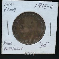 Grande-Bretagne 1918-H Penny DATE/MINT RARE A306 REGARDEZ