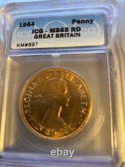 Grande-Bretagne 1964 Un PENNY ICG MS 65RD RARE LISTS $2250.00