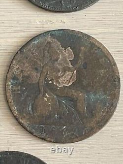 Grande-Bretagne 5 pièces de demi-penny en cuivre / Colonies américaines