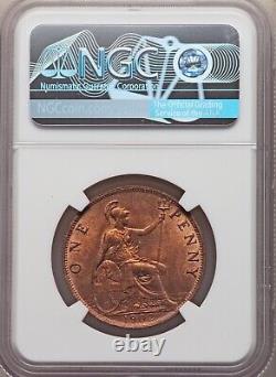 Grande-Bretagne Édouard VII 1902 1 Penny Choix Non Circulé Certifié Ngc Ms64-rb