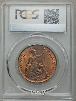 Grande-Bretagne Édouard VII 1910 1 Penny Choix non circulé Certifié Pcgs Ms64rb