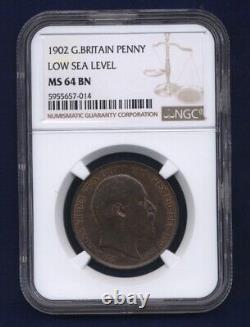 Grande-Bretagne Edward VII 1902 1 Penny Choix incirculé certifié NCG MS64-BN