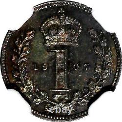 Grande-Bretagne Edward VII Argent 1907 1 Penny NGC MS64 Belle Patine KM# 795 (086)