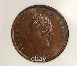 Grande Bretagne George IV 1826 1 Penny Coin, Non Circulé, Certifié Ngc Ms65-bn