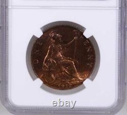 Grande-Bretagne George V 1912 Penny, Gemme non circulée, certifiée Ngc Ms-65-rb