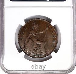 Grande-Bretagne George V 1926 Pièce de 1 Penny, Buste Modifié, Certifiée Ngc Vf30-bn