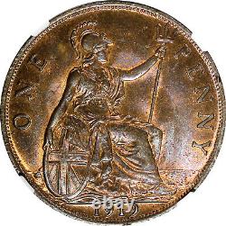 Grande-Bretagne George V Bronze 1919 1 Penny NGC MS64 BN 1 CLASSÉ ÉLEVÉ KM# 810 (6)