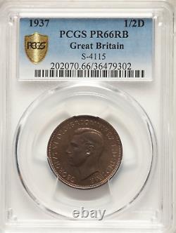 Grande-Bretagne George VI Preuve 1/2 Penny 1937 PR66 Rouge et Marron PCGS PR66RB