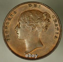 Grande-Bretagne Penny 1858 Petite Date Trident Ornemental XF/AU A1444