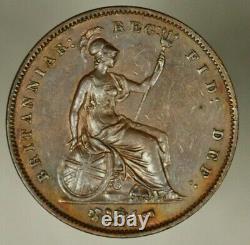 Grande-Bretagne Penny 1858 Petite Date Trident Ornemental XF/AU A1444