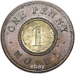 Grande-Bretagne Reine Victoria 1 Penny Pence 1844 ÉTAT DE MODÈLE D'UN PENNY