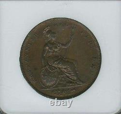 Grande-Bretagne Victoria 1841 1 Penny Pièce, non circulée, certifiée Ngc Ms63-bn