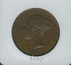 Grande-Bretagne Victoria 1841 Pièce de 1 Penny, non circulée, certifiée Ngc Ms63-bn