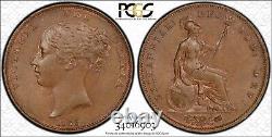 Grande-Bretagne Victoria 1853 1 Penny Coin, Non circulé, Certifié Pcgs Ms 64-bn
