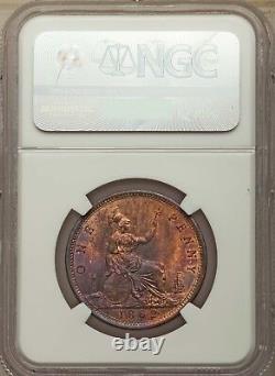 Grande-Bretagne Victoria 1862 Pièce d'un Penny, Non circulée, Certifiée Ngc Ms64-rb