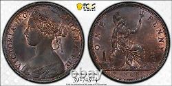 Grande-Bretagne Victoria 1868 1 Penny Coin Non circulée, Certifiée Pcgs Ms64-bn