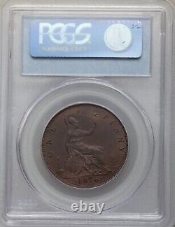 Grande-Bretagne Victoria 1876-h Penny Coin, Non circulée, Certifiée Pcgs Ms64-bn