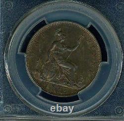 Grande-Bretagne Victoria 1877 Penny, Choix non circulé, Certifié Pcgs Ms63-rb