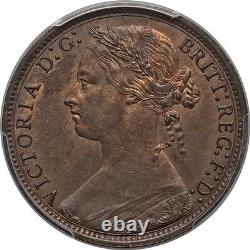 Grande-Bretagne Victoria 1877 Penny, Non circulé, Certifié Pcgs Ms63-rb
