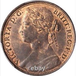 Grande-Bretagne Victoria 1879 1 Penny Coin, non circulée, certifiée PCGS MS 63-RB