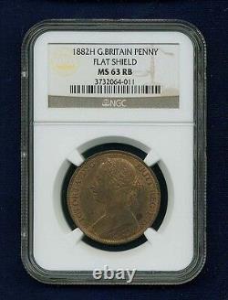 Grande-Bretagne Victoria 1882-h Penny, Non Circulé, Choix Certifié Ngc Ms63-rb