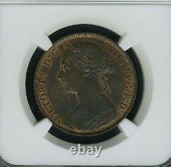Grande-Bretagne Victoria 1882-h Penny, Non circulé, Certifié Ngc Ms63-bn