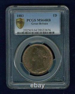 Grande-Bretagne Victoria 1883 Penny, Choix Non Circulé, Certifié Pcgs Ms64-rb