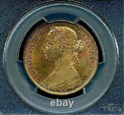 Grande-Bretagne Victoria 1887 Penny, Choix Non Circulé, Certifié Pcgs Ms64-rb