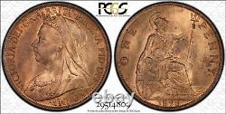 Grande-Bretagne Victoria 1898 1 Penny Choix non circulé Certifié Pcgs Ms64+, Rb