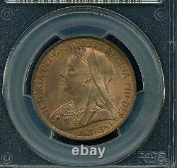 Grande-Bretagne Victoria 1898 1 Penny Choix non circulé Certifié Pcgs Ms64+, Rb