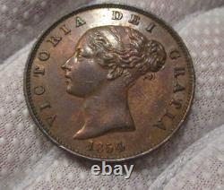 Grande-Bretagne Victoria Cuivre 1854 1/2 Penny NON CIRCULÉ Belle tonalité KM#726