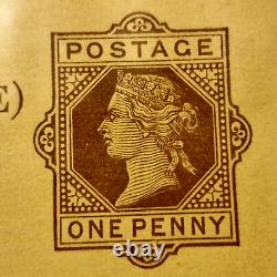 Grande-bretagne 1800's Post Card Mh 1 Penny Timbre Très Rare