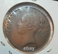 Grande-bretagne 1851 One Penny Coin Def- Victoria Ex Haute Qualité Rare