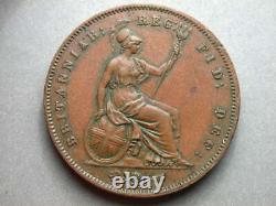 Grande-bretagne 1853 Penny Ornament Trident Ua Toned Rouge
