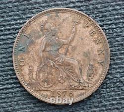 Grande-bretagne 1876 H Heaton Monnaie 1 Penny One D Victoria Date Grand
