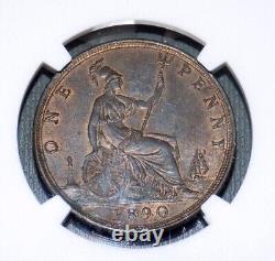 Grande-bretagne 1890 1p Penny Ngc Ms61 Rb Ms 61 England Certified Uk Unc Coin