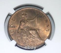 Grande-bretagne 1901 Penny Ngc Ms63 Rb Ms 63 England Anglais Certified Uk Coin