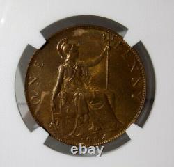 Grande-bretagne 1904 Penny Ngc Ms62 Bn Ms 62 England Uk Certified Graded Coin