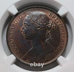 Grande-bretagne Angleterre 1 Penny 1894 Ngc Unc Det. Jeune Victoria Scarce